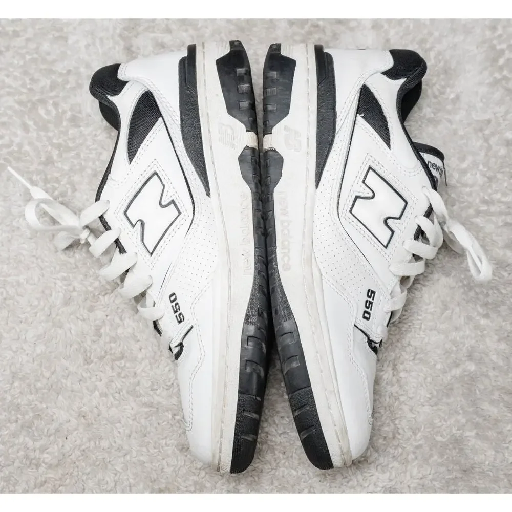 New Balance 550 White Black Leather Oreo Retro Sneakers Mens Size 8 Womens 9.5